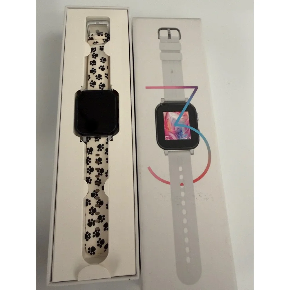 Gabb Watch 3 Kids Smartwatch Silver Paw Print Band GW23 GPS Tracker Messaging